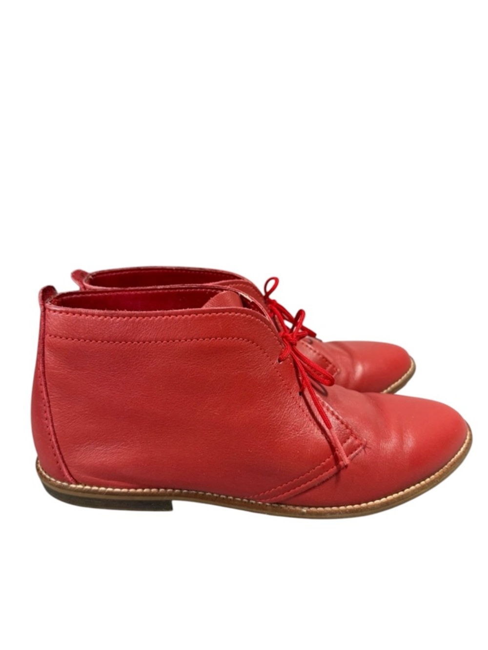 Vintage White Mountain "Honey" Red Leather Lace-Up Ankle Boots
